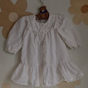 White Eyelet Button-Down Dress